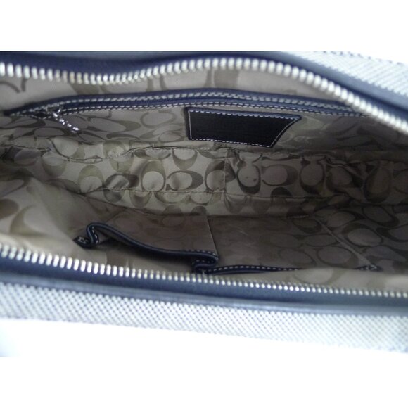 COACH Canvas Leather Shoulder Bag Authentic Gray / Black